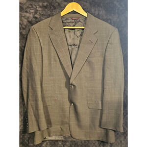 Hart Schaffner Marx Mens Grey Wool Windowpane Blazer Sportcoat 40R Flaw